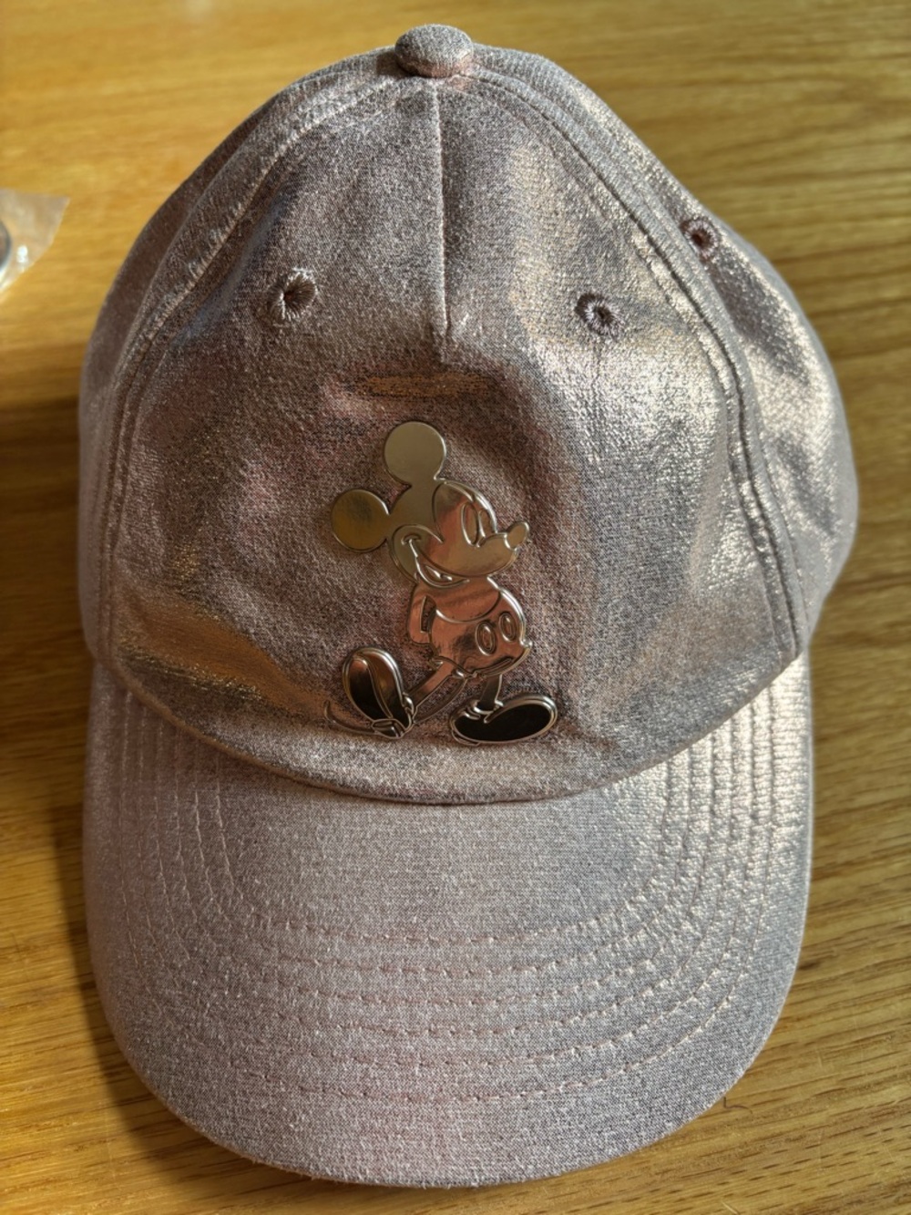 Disney Parks Mickey Mouse Rose Gold Baseball Cap Standing Mickey Icon On Front